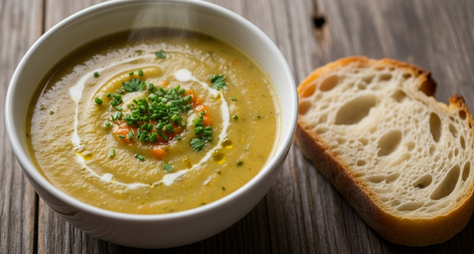 Smooth and creamy vegetable soup with a touch of luxury