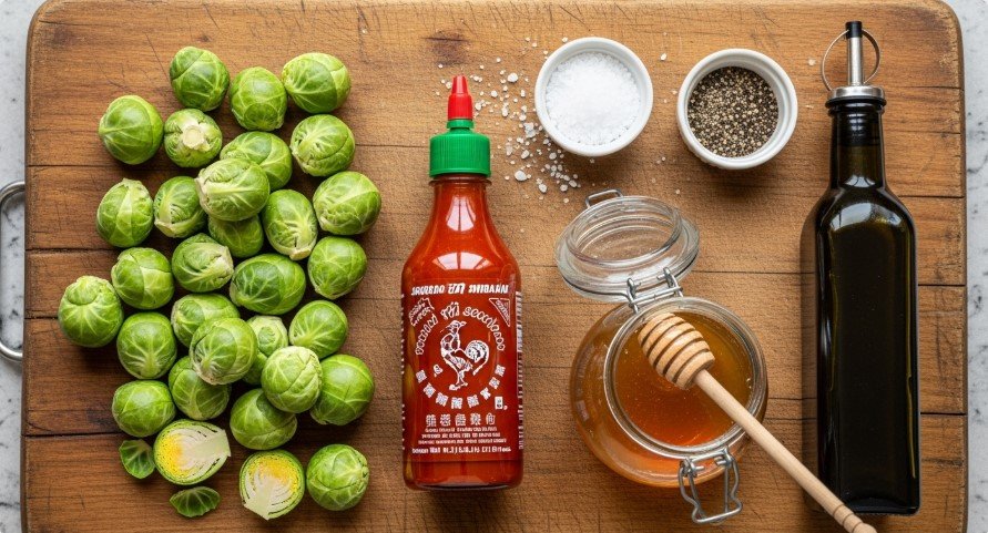 Ingredients for Honey Sriracha Brussels Sprouts