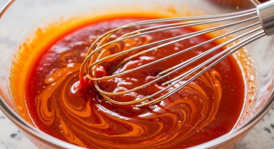 Honey and sriracha glaze being mixed