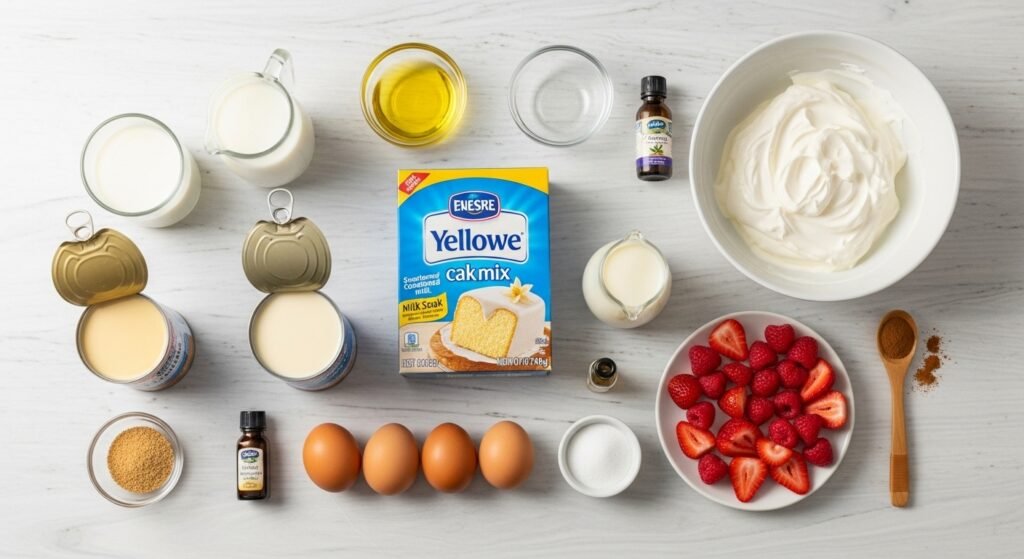 Ingredients for Tres Leches Cake