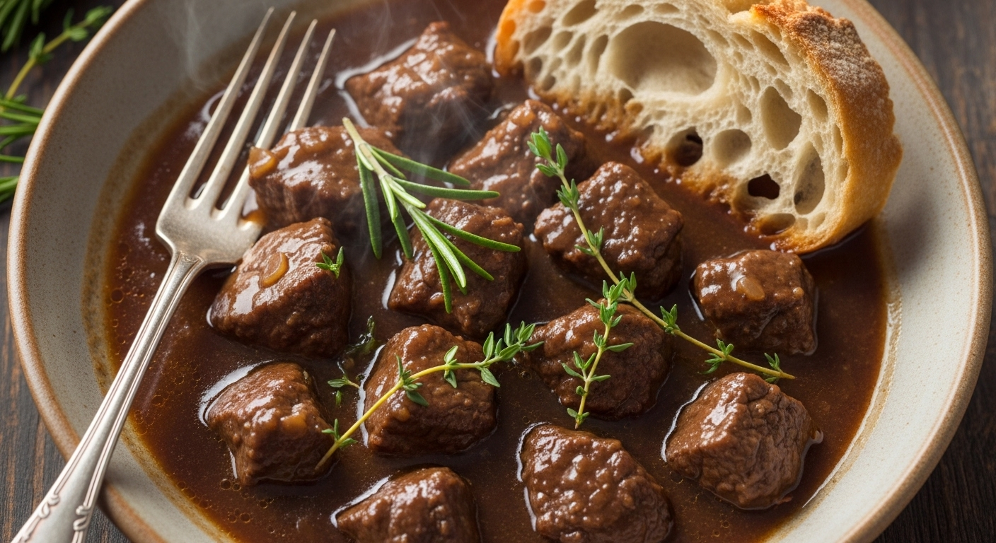 Tender Slow Cooker Steak Bites with Rich Gravy