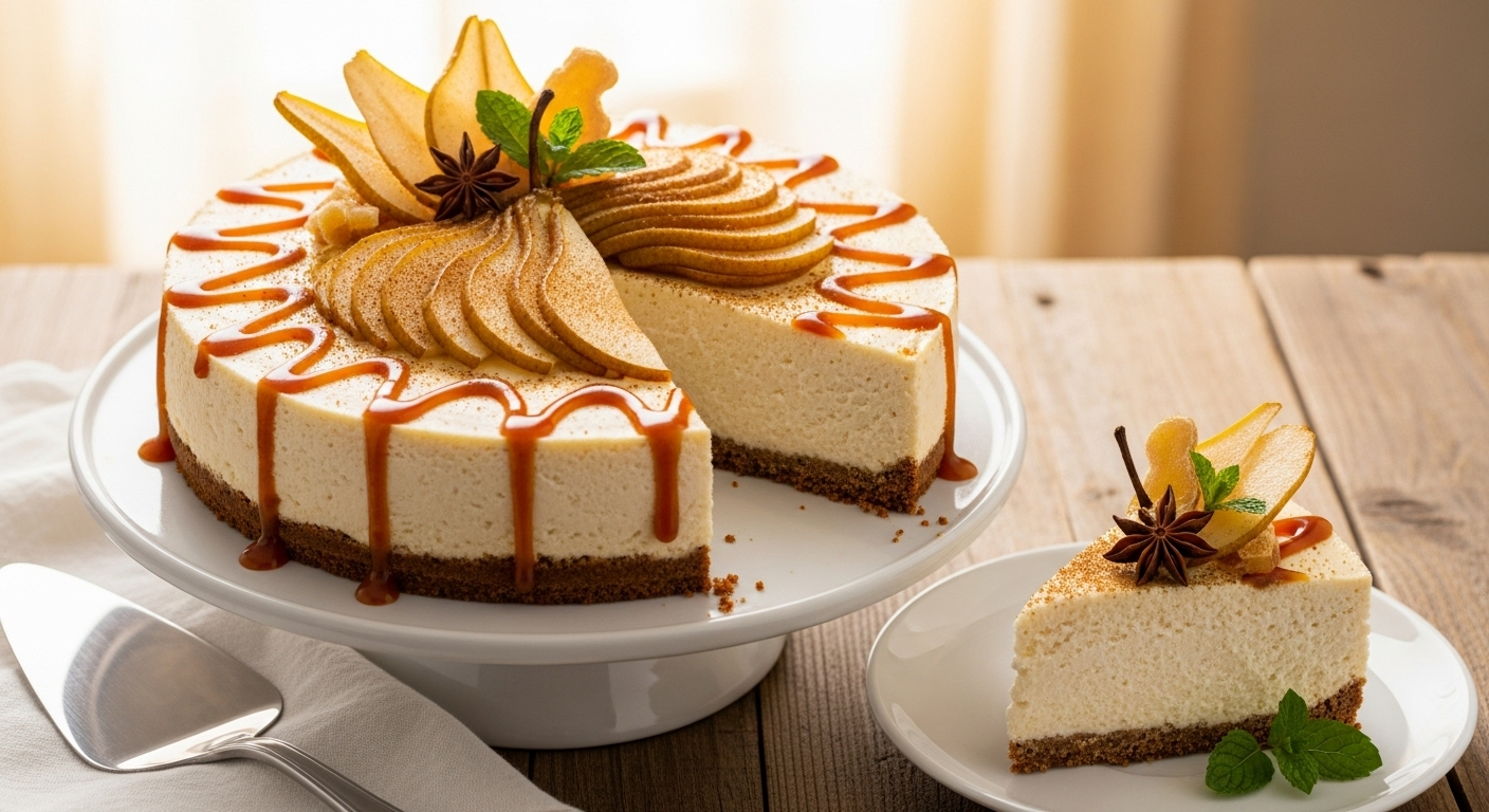 Creamy Ginger Pear Cheesecake