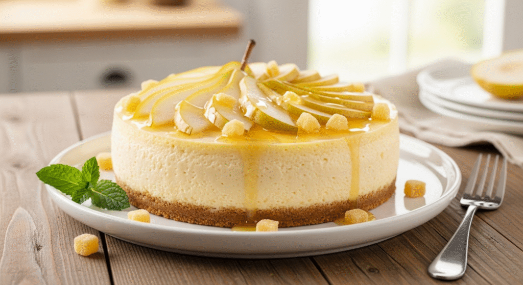Creamy Ginger Pear Cheesecake
