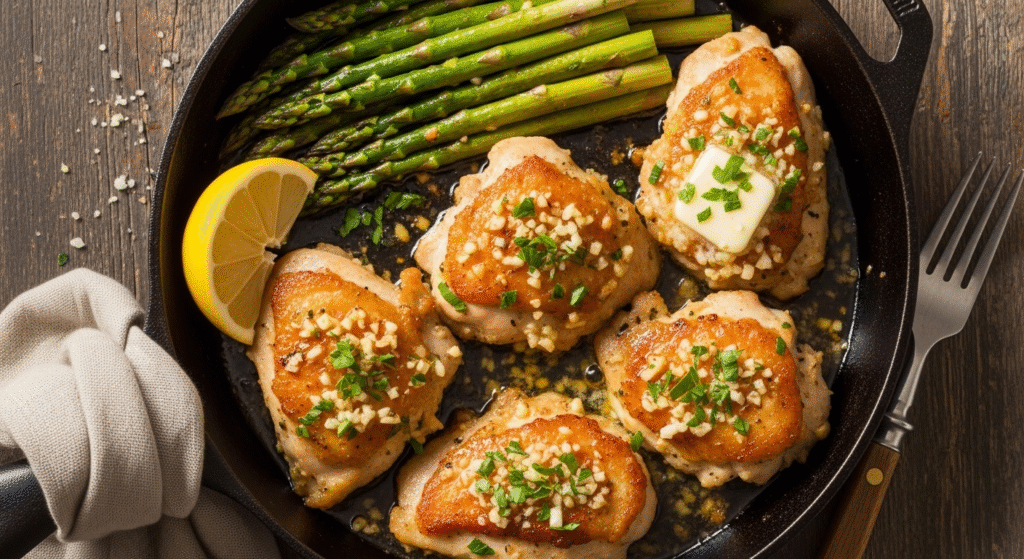 15-Minute Garlic Butter Chicken with Asparagus